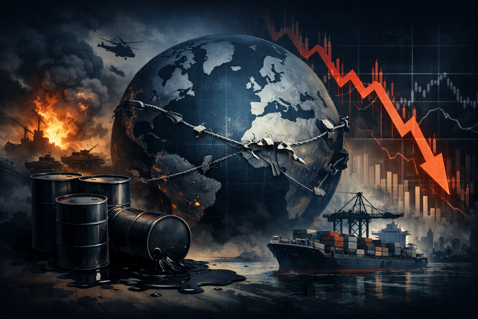 impact of war on global economy with oil and stock market volatility