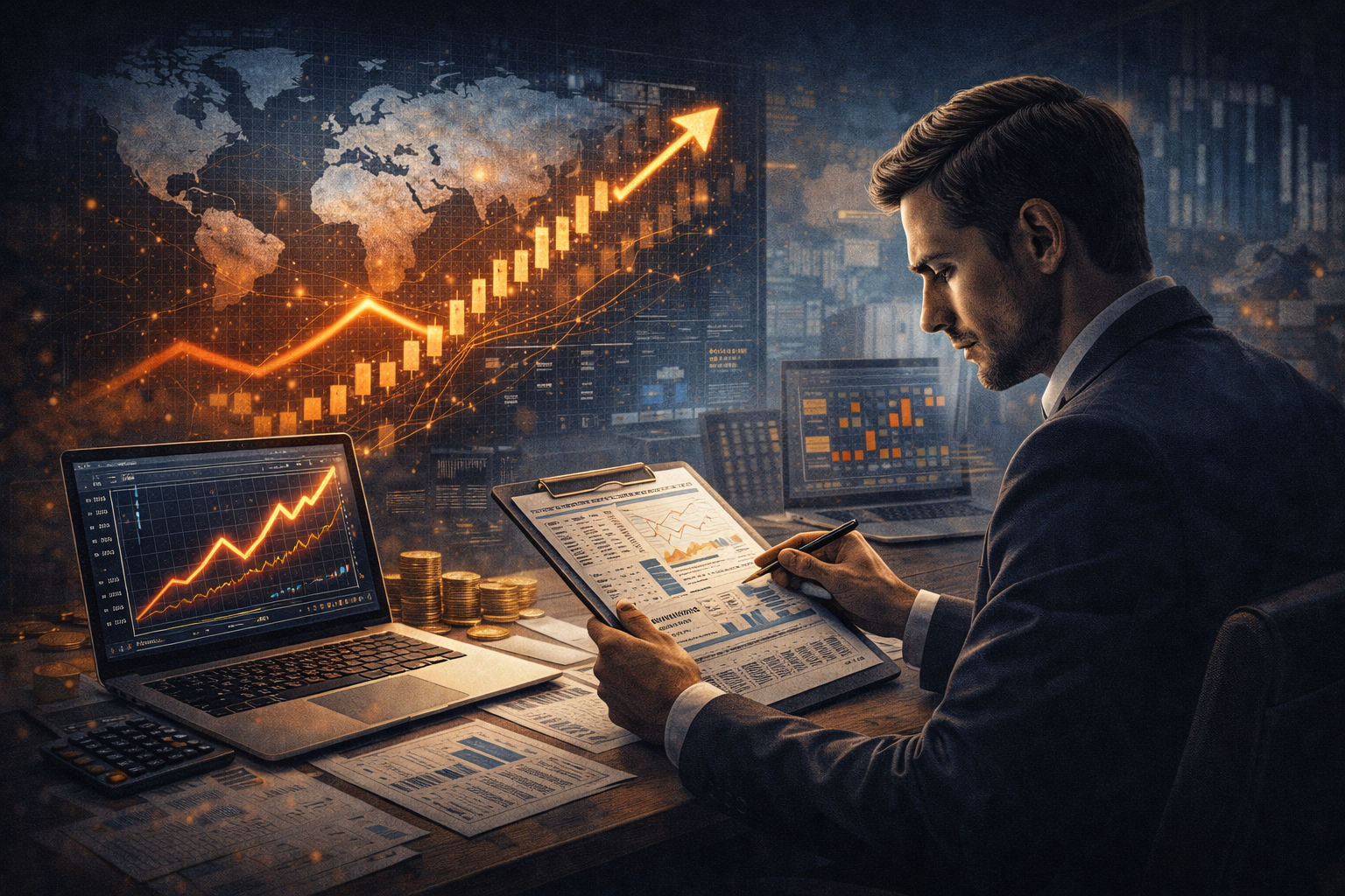 qualities of a successful investor analyzing stock market charts and financial data