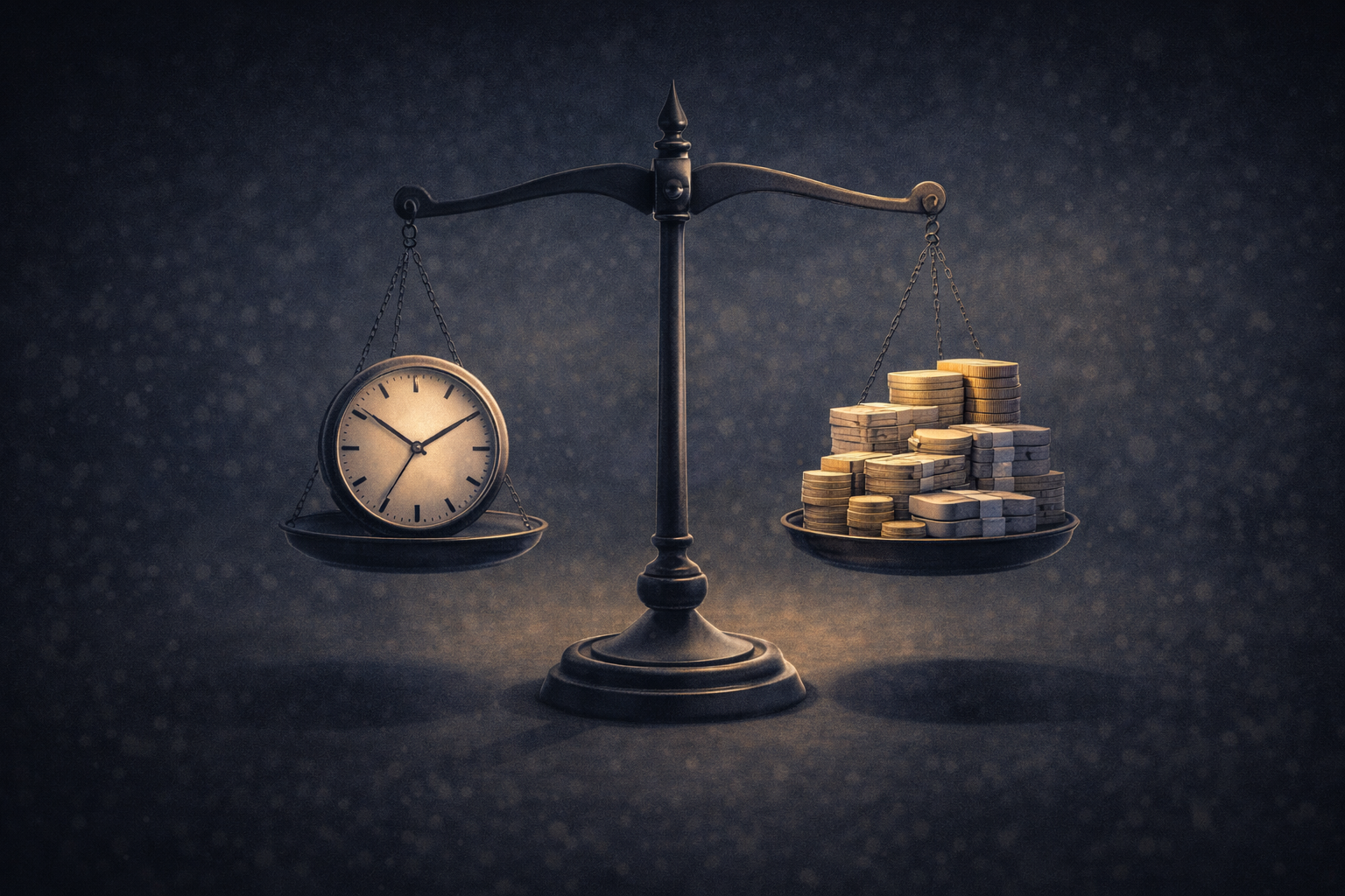 time vs money tradeoff financial decision illustration