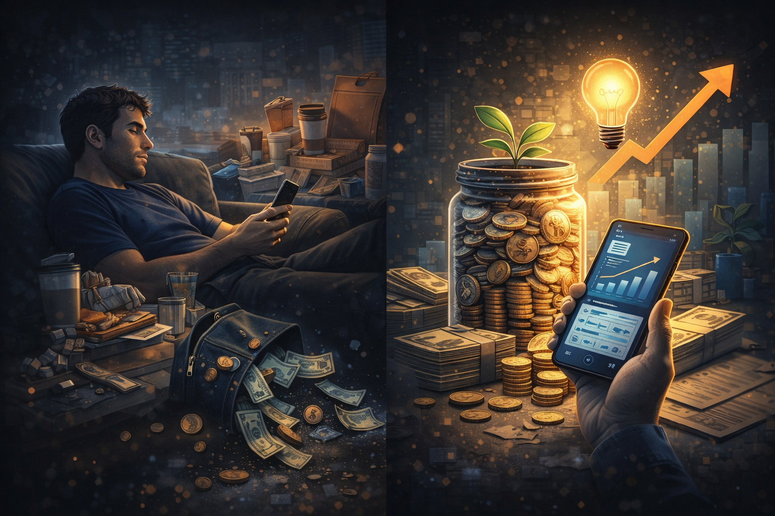 lazy money habits financial mistakes wealth illustration