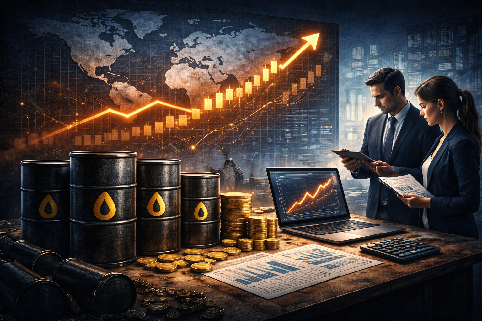 oil prices today with crude oil barrels and global energy market chart