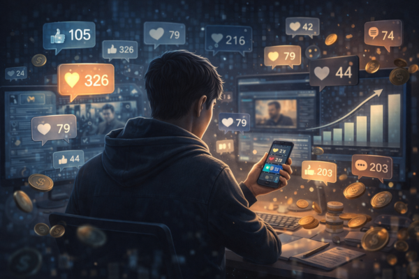 attention economy meaning digital attention and content monetization illustration