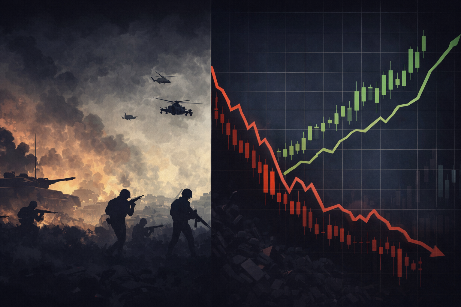how war affects stock market with volatility and defense stock surge