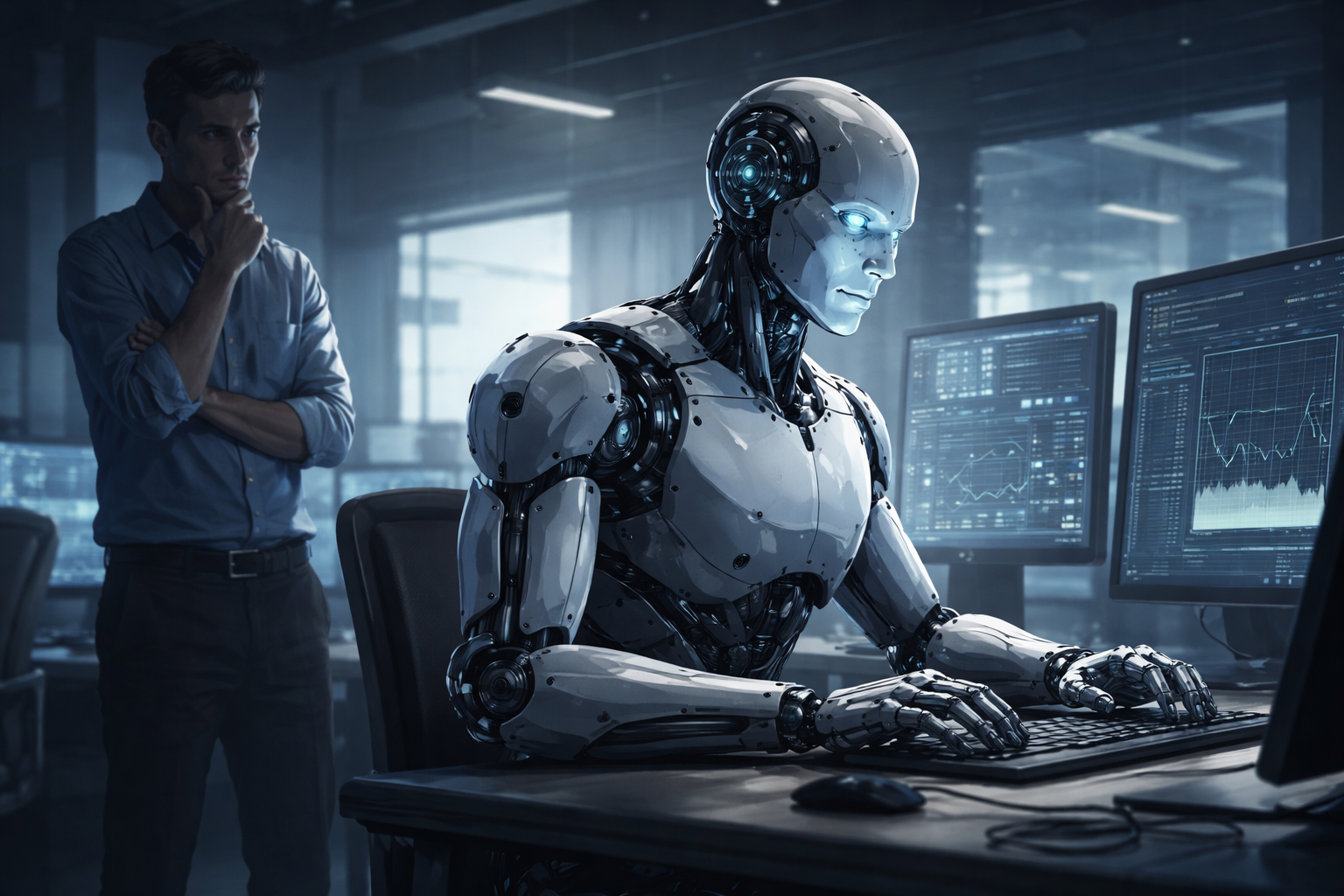 AI replacing jobs concept showing automation and future of work technology