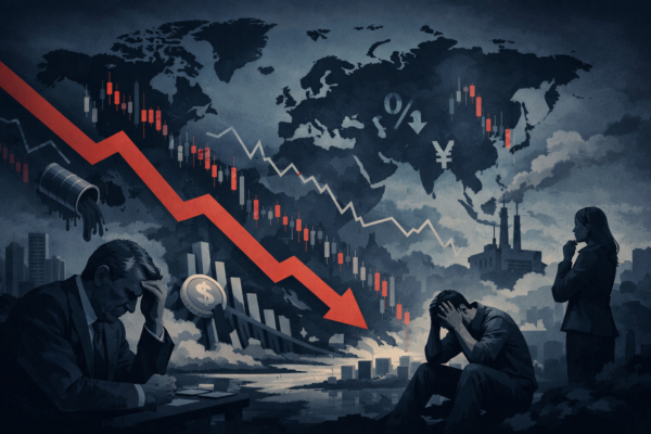 global recession 2026 economic slowdown and financial market decline concept