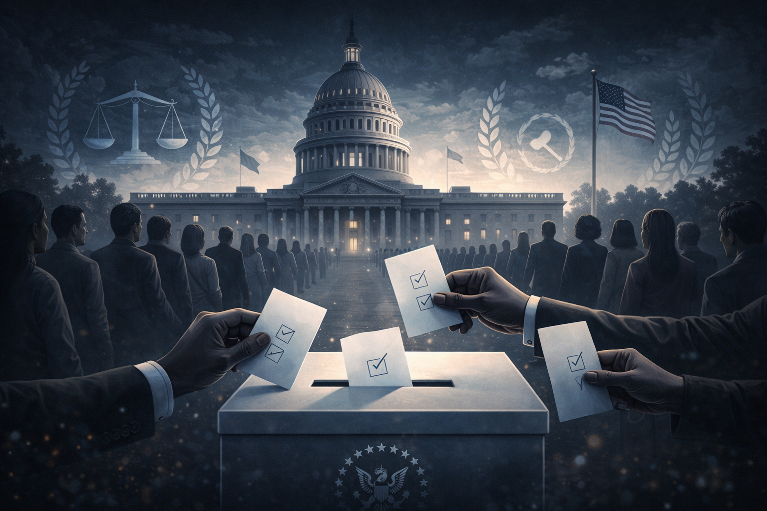 how democracy works with voting system and citizen participation concept