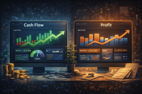 cash flow vs profit difference financial illustration