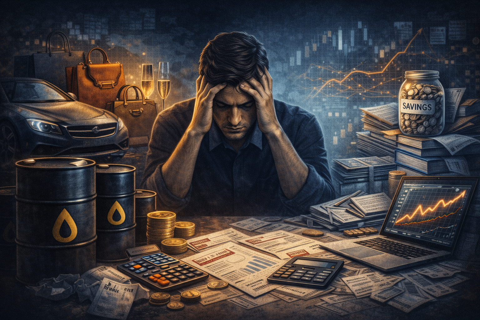 why people stay poor financial habits and money mistakes illustration