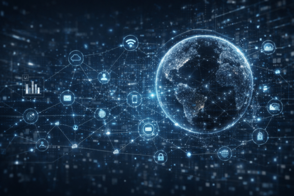 future of the internet with global digital network and technology connections