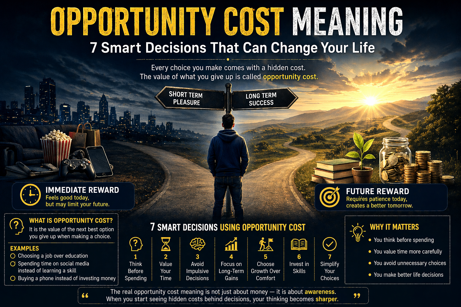 opportunity cost meaning decision making and life choices illustration