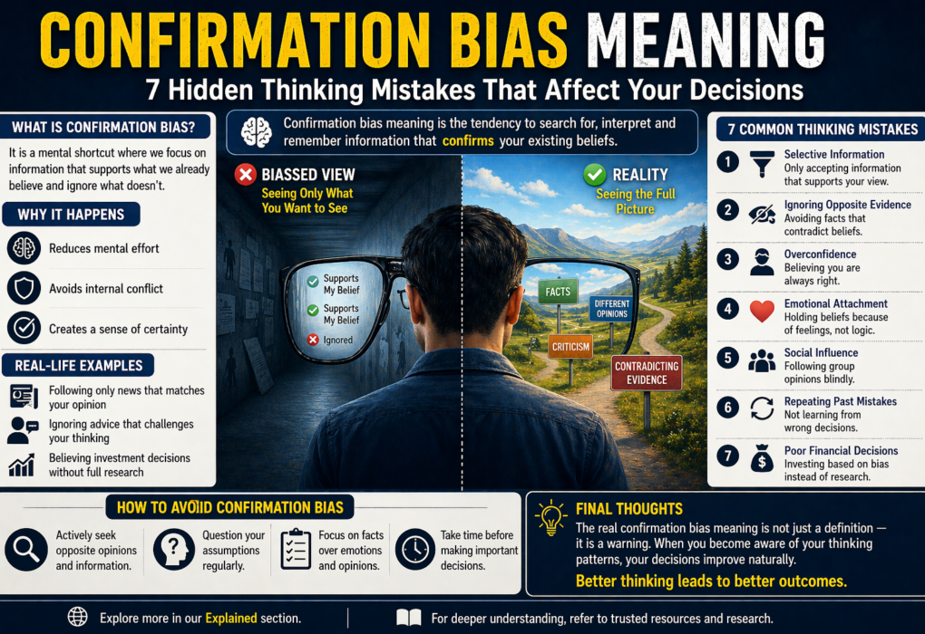 confirmation bias meaning psychology and decision making illustration
