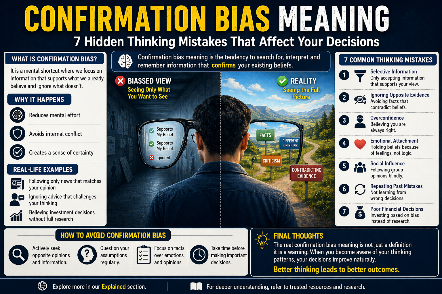 confirmation bias meaning psychology and decision making illustration