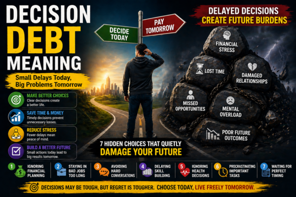 decision debt meaning delayed choices future problems illustration