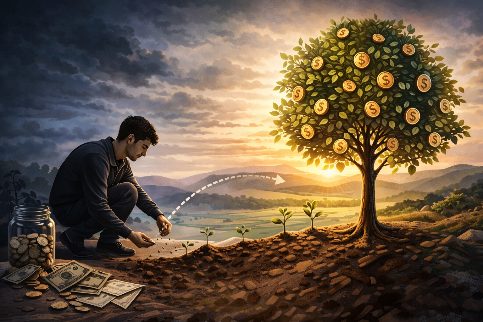 wealth lag effect delayed financial growth and patience illustration