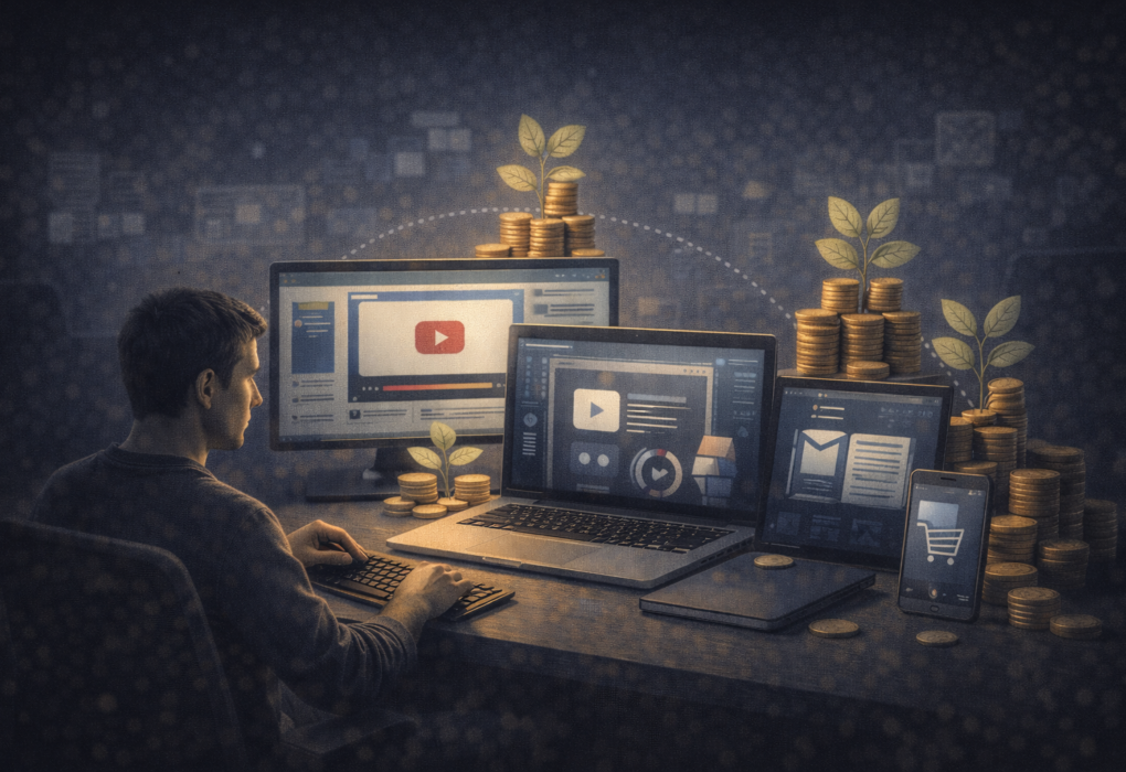 digital assets meaning online income and asset building illustration
