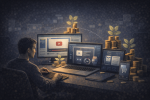 digital assets meaning online income and asset building illustration