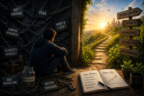 scarcity mindset meaning fear based growth limitation illustration