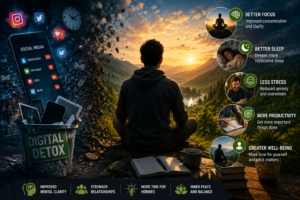 digital detox benefits improving focus sleep and mental wellness illustration