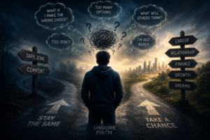 decision avoidance meaning fear of making important choices illustration