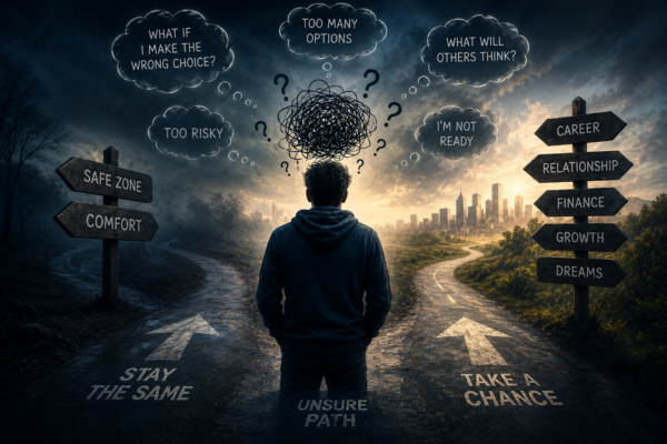 decision avoidance meaning fear of making important choices illustration