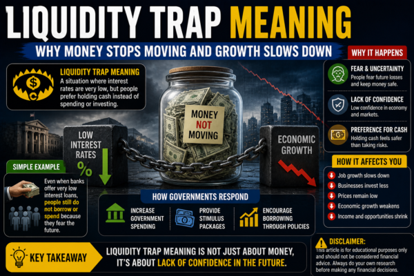 liquidity trap meaning money not moving economic slowdown illustration