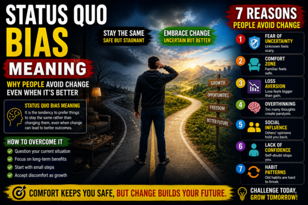 status quo bias meaning comfort zone vs growth illustration