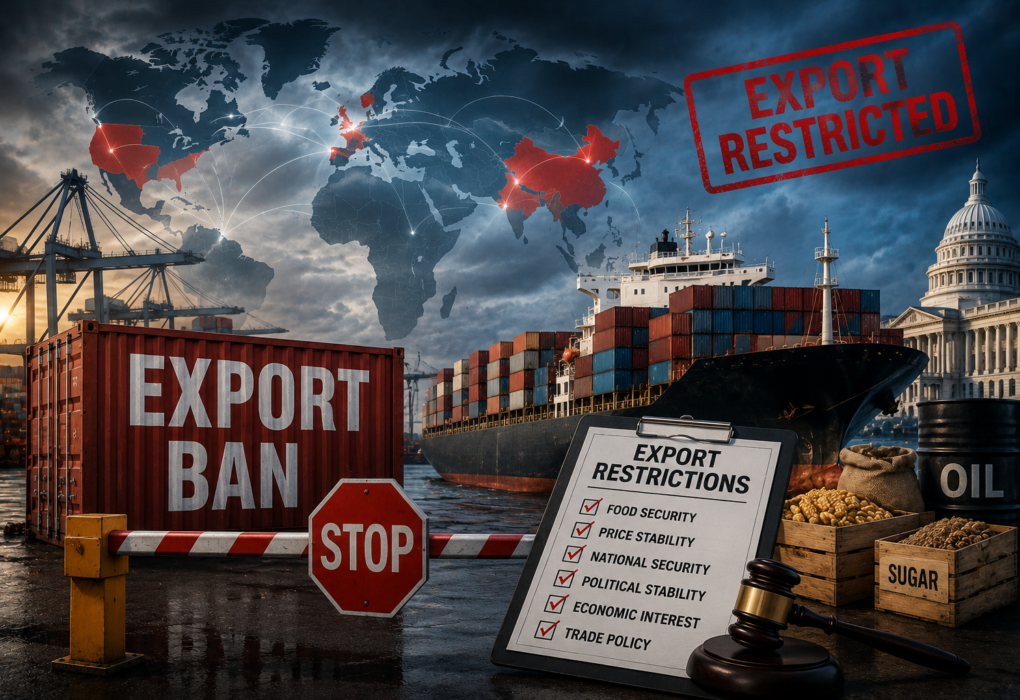 why countries ban exports global trade restrictions and political policy illustration